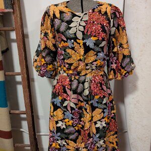 Floral sequin midi dress